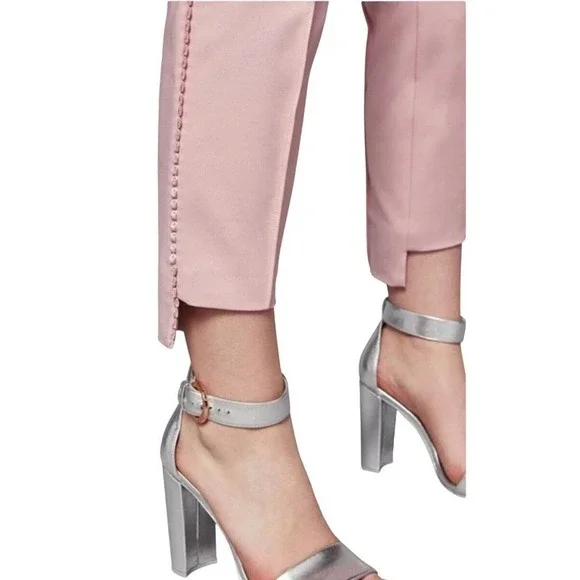 Ted Baker Anett Side Seam Detail Trousers Ankle Pants Size US 6 Baby Pink